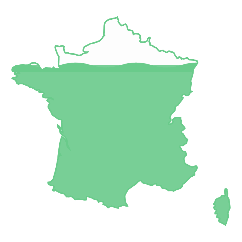 Carte de France illustrant 77 % des départements en situation de crise